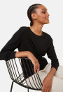 Buttoned t-shirt in cashmere bamboo round neck in fine knit - Aelia