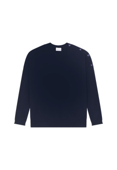 Loose-fit buttoned cashmere round-neck sweater - Acene