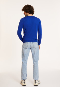 V-neck sweater with logo in merino wool - Elmo