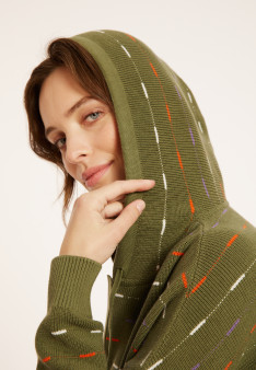 Hoodie en coton bio col tunisien - Melanie 8104 - 83 Kaki