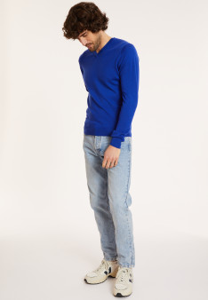 V-neck sweater with logo in merino wool - Elmo