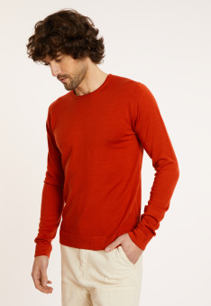 Round-neck merino wool sweater with rolled finishes - Rythme
