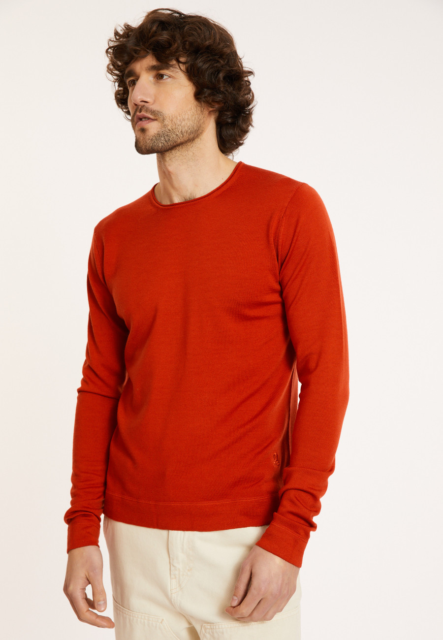 Round-neck merino wool sweater with rolled finishes - Rythme Round-neck merino wool sweater with rolled finishes - Rythme