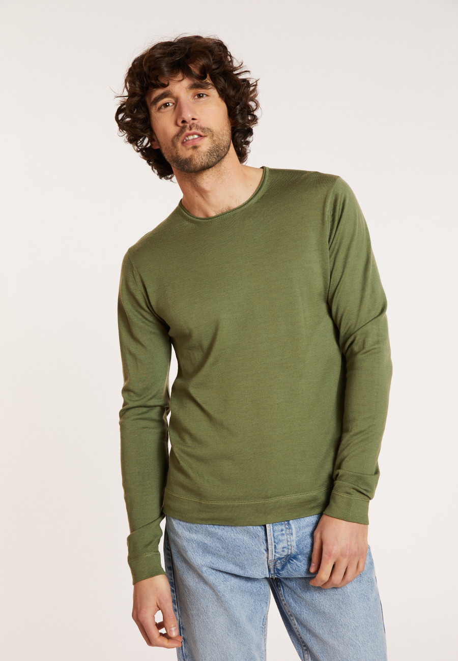 Pull en laine mérinos col à finition roulotée - Rythme Pull en laine mérinos col à finition roulotée - Rythme