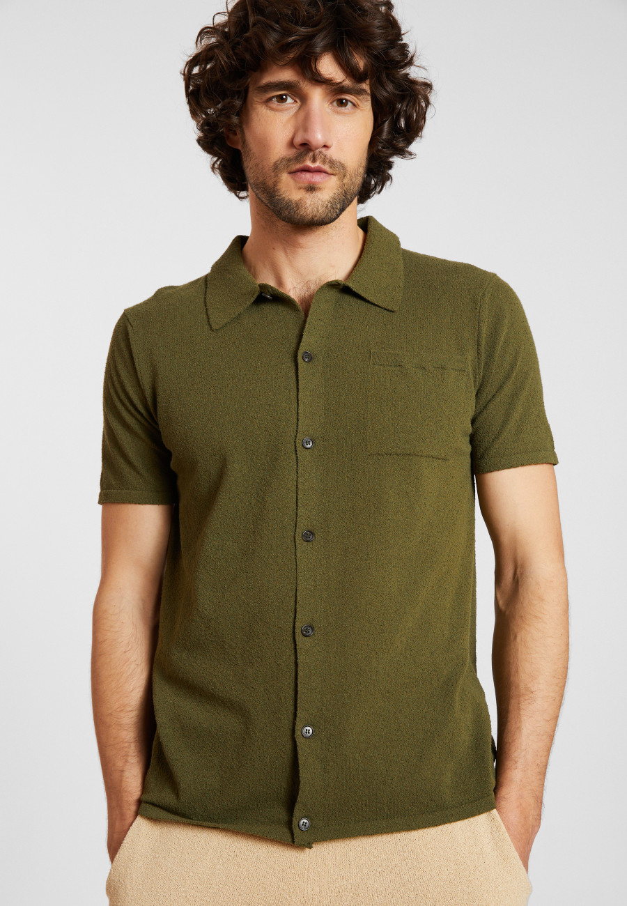 Chemise manches courtes en coton brossé - Dominique 8051 cactus - 83 Kaki Chemise manches courtes en coton brossé - Dominique 8051 cactus - 83 Kaki
