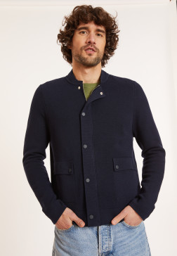 Veste zippée à poches en coton - Dalil 8040 - 05 Bleu marine