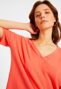 Loose V-neck brushed cotton T-shirt - Maden