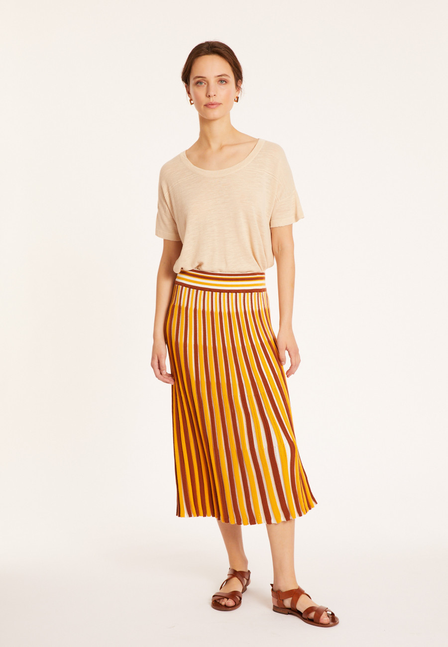 Three-colored pleated skirt in organic cotton - Merveille Three-colored pleated skirt in organic cotton - Merveille
