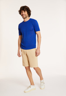 T-shirt col rond en lin flammé - Renaud 8041 majorelle - 48 Bleu roi
