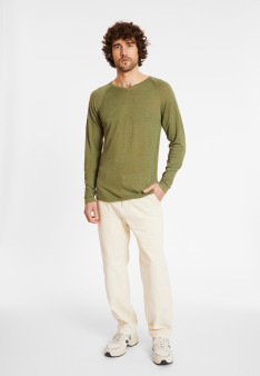T-shirt en lin flammé manches raglan - Damon 8051 cactus - 83 Kaki