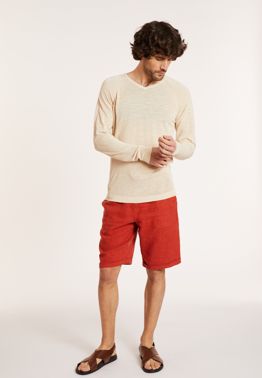 T-shirt en lin flammé manches raglan - Damon 8020 ficelle - 12 Beige clair T-shirt en lin flammé manches raglan - Damon 8020 ficelle - 12 Beige clair