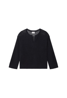 Loose linen sweater with openwork sleeves - Molene