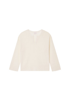 Loose linen sweater with openwork sleeves - Molene