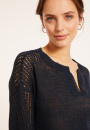 Loose linen sweater with openwork sleeves - Molene