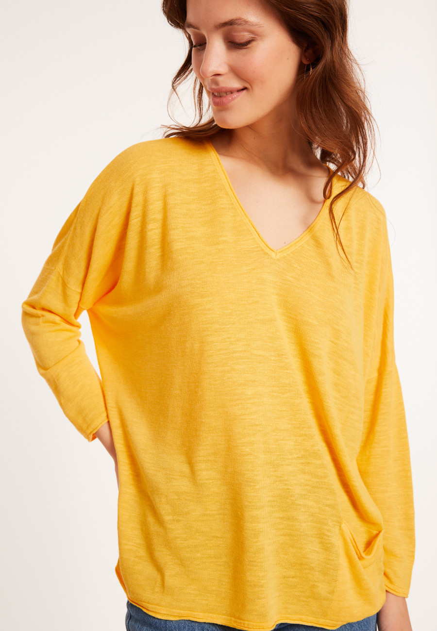 T-shirt ample en lin flammé - Balou 8060 ambre - 08 Jaune T-shirt ample en lin flammé - Balou 8060 ambre - 08 Jaune