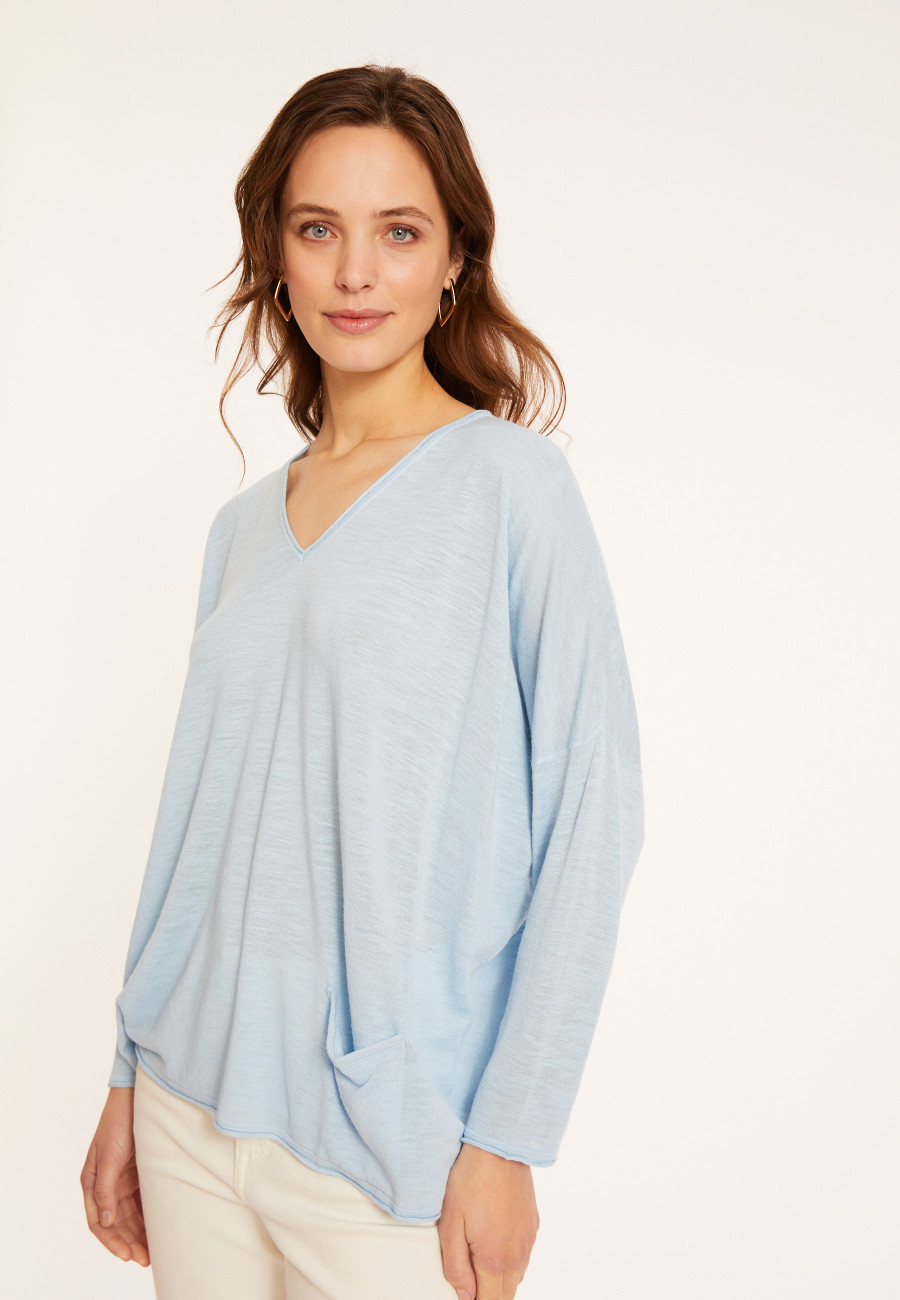T-shirt ample en lin flammé - Balou 8043 celeste - 04 Bleu clair T-shirt ample en lin flammé - Balou 8043 celeste - 04 Bleu clair