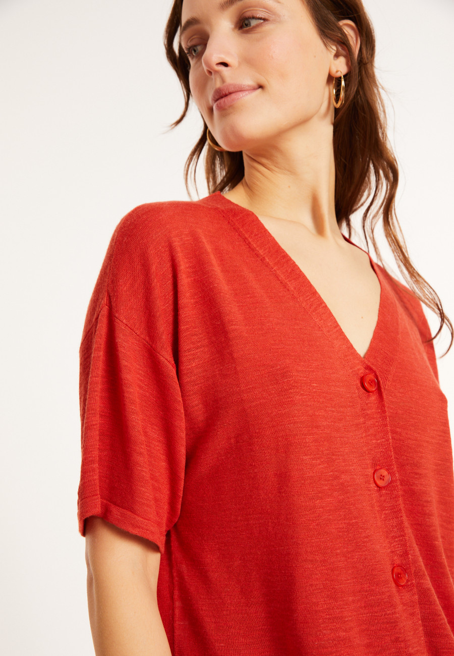 Flamed linen button-down t-shirt - Maddie Flamed linen button-down t-shirt - Maddie