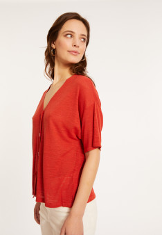 Flamed linen button-down t-shirt - Maddie