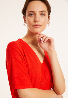 Flamed linen button-down t-shirt - Maddie