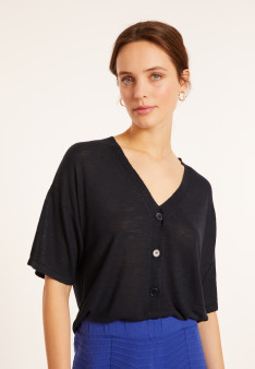 Flamed linen button-down t-shirt - Maddie