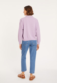 Long sleeve polo shirt in brushed cotton - Melvina