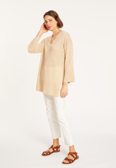 Loose linen V-neck tunic - Marielle
