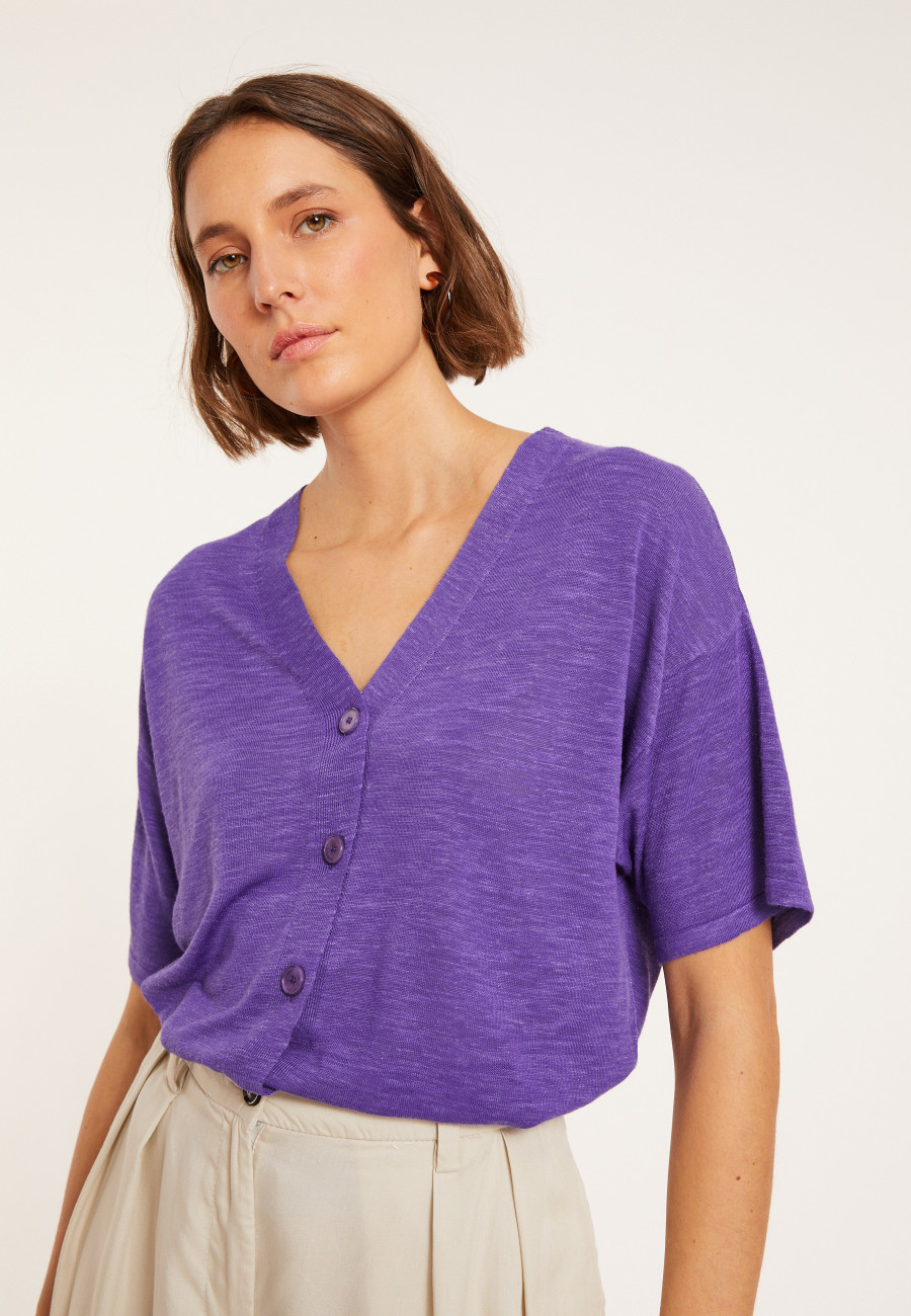 Flamed linen button-down t-shirt - Maddie Flamed linen button-down t-shirt - Maddie