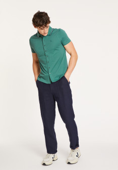 Chemise manches courtes en coton jersey - Baccara 6850 - 21 Vert foncé