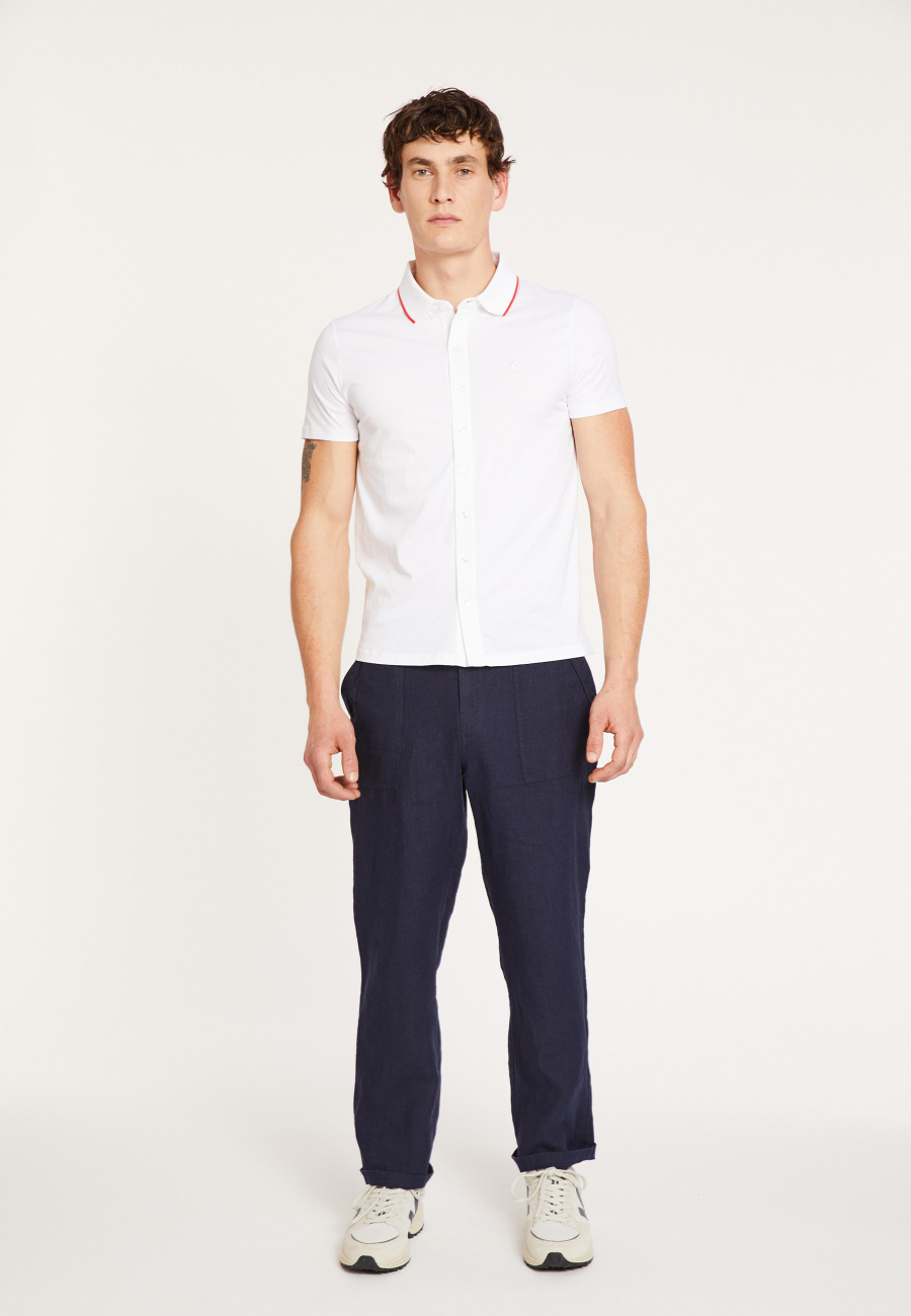 Chemise manches courtes en coton jersey - Baccara 6800 - 02 Blanc Chemise manches courtes en coton jersey - Baccara 6800 - 02 Blanc