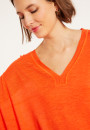 T-shirt oversize col v en lin flammé - Beja 8071 papaye - 15 Orange