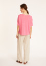 T-shirt ample manches coudes en lin flammé - Taslim 8082 - 24 Rose clair