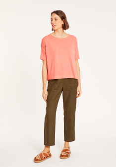 Flamed linen full sleeve elbow t-shirt - Taslim