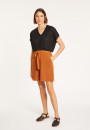 Flamed linen V-neck loose T-shirt - Marra