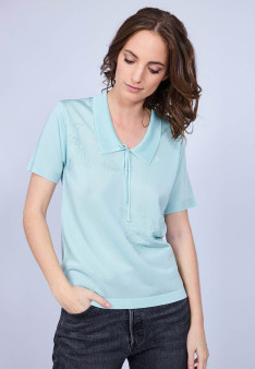 Polo en Fil Lumière manches 3/4 - Mélissa 8022 Opaline-23 Vert clair