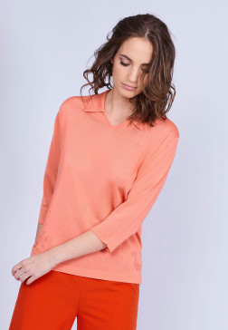 Polo en Fil Lumière - Murielle 8040-25 Rose moyen