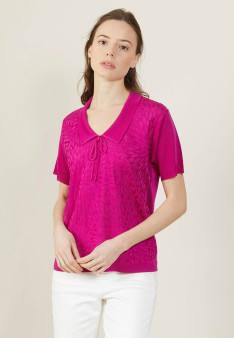 Polo manches courtes col noué - Ava 2713 love - 79 Rose vif