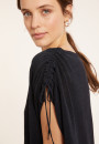 Flamed linen t-shirt with shoulders tightening - Marine