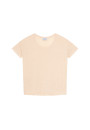 T-shirt ample col rond en lin flammé - Pavot