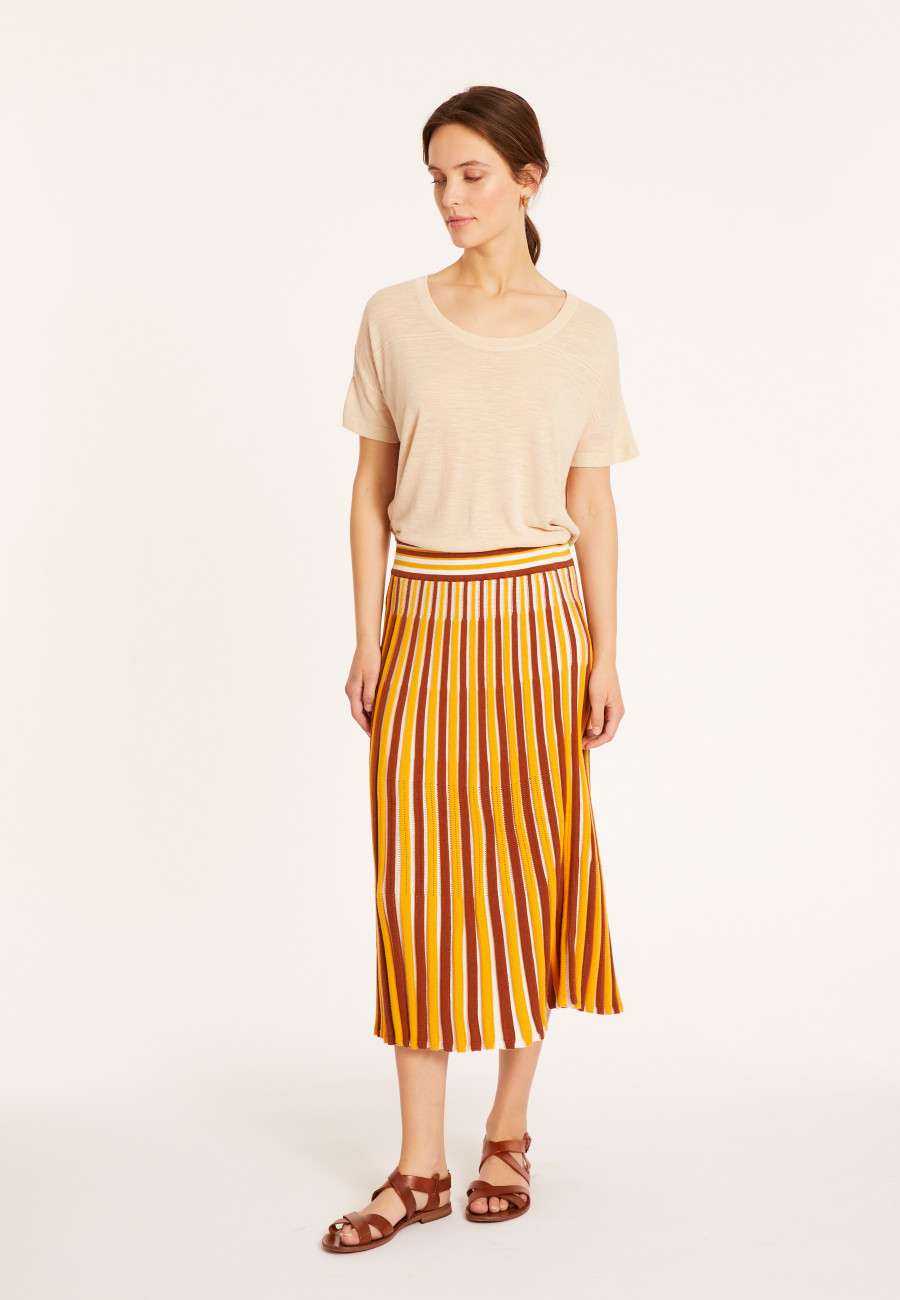 Loose-fitting round-neck flamed linen T-shirt - Pavot Loose-fitting round-neck flamed linen T-shirt - Pavot