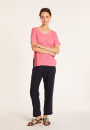 Loose-fitting round-neck flamed linen T-shirt - Pavot