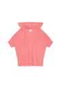 T-shirt à capuche en lin flammé - Pivoine