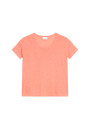 Loose-fitting round-neck flamed linen T-shirt - Pavot