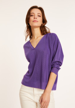 Pull col V en fil lumière - Maja