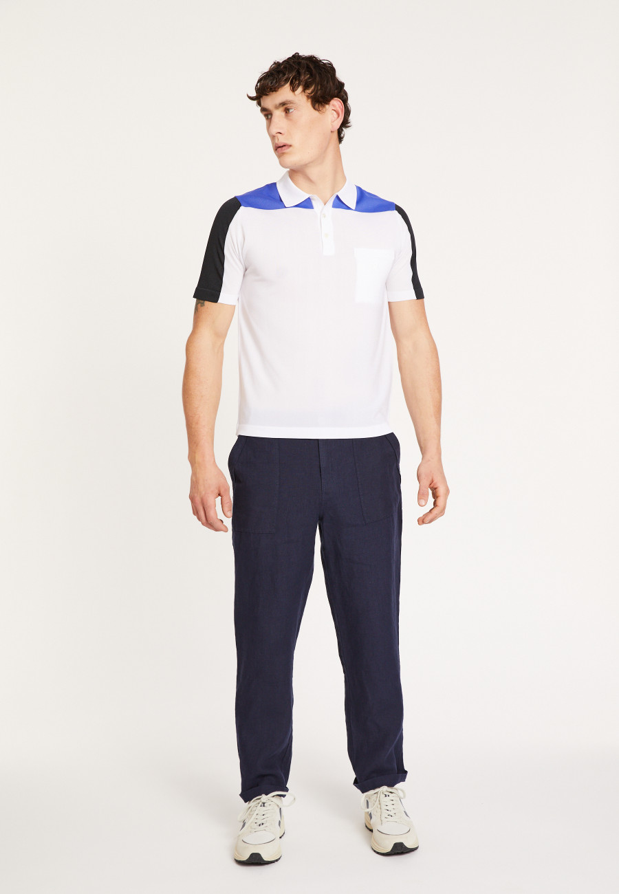 Polo Fil Lumière tricolore - Fadel 0330 - 02 Blanc Polo Fil Lumière tricolore - Fadel 0330 - 02 Blanc