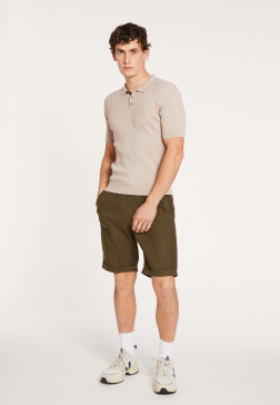  	Polo en coton et laine - Lou 7104 dune/marine - 13 Beige moyen