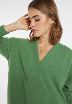 Pull ample col V en cachemire et laine - Chloé 8251