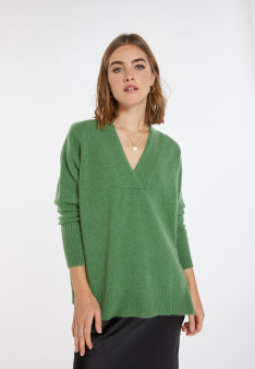 Pull ample col V en cachemire et laine - Chloé 8251