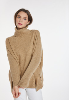 Pull ample col roulé en laine et cachemire - Clara 8220