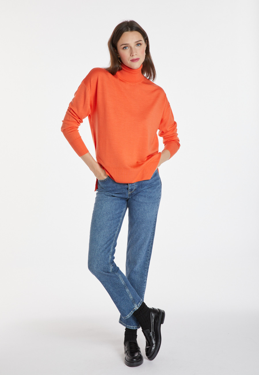 Pull col roulé à fentes en laine mérinos - Amy 8270 Pull col roulé à fentes en laine mérinos - Amy 8270