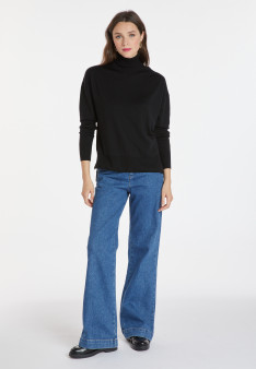 Slit turtleneck sweater in merino wool - Amy